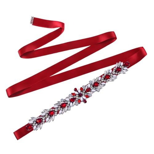 Ceinture de mariée rouge avec pierres précieuses pour robe d'invitée et bal