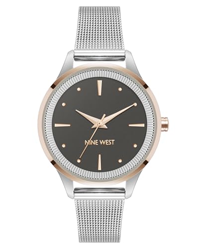 Nine West Women's NW/3153GYRT Mesh Bracelet Watch - Silver/Rose Gold