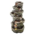 Alpine Corporation WIN1146 Outdoor Floor Cascading 8-Tiered Rock Garden Water Fountain with LED Lights, 58", Gray
