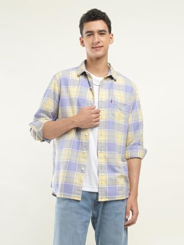 Image of Levi's Men Cotton Checkered Slim Fit Shirt