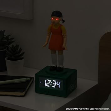 Squid Game Doll Alarm Clock - Officially Netflix Licensed Light, Kids Bedroom Accessories & Decor | Paladone