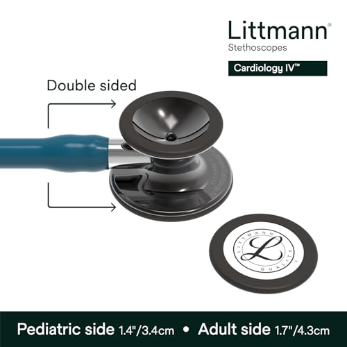 3M Littmann Cardiology IV Diagnostic Stethoscope, 6234, More Than 2X as Loud, Weighs Less, Stainless Steel High Polish Smoke-Finish Chestpiece, 27" Caribbean Blue Tube, Mirror Stem, Smoke Headset - image 3