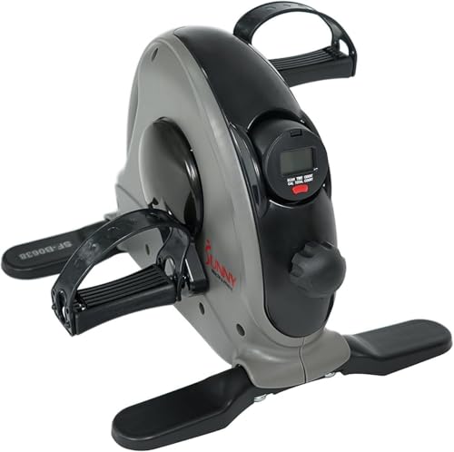 Sunny Health & Fitness Indoor Mini Cycling Exercise Bike with LCD Digital Monitor, Under-Desk Leg Exxerciser for Hom - SF-B1423/C