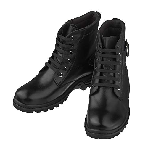 CALTO Men's Invisible Height Increasing Elevator Shoes - Black Premium Leather Lace-up High-top Ankle Boots - 3.2 Inches Taller - T14002 - Size 8 D(M) US4