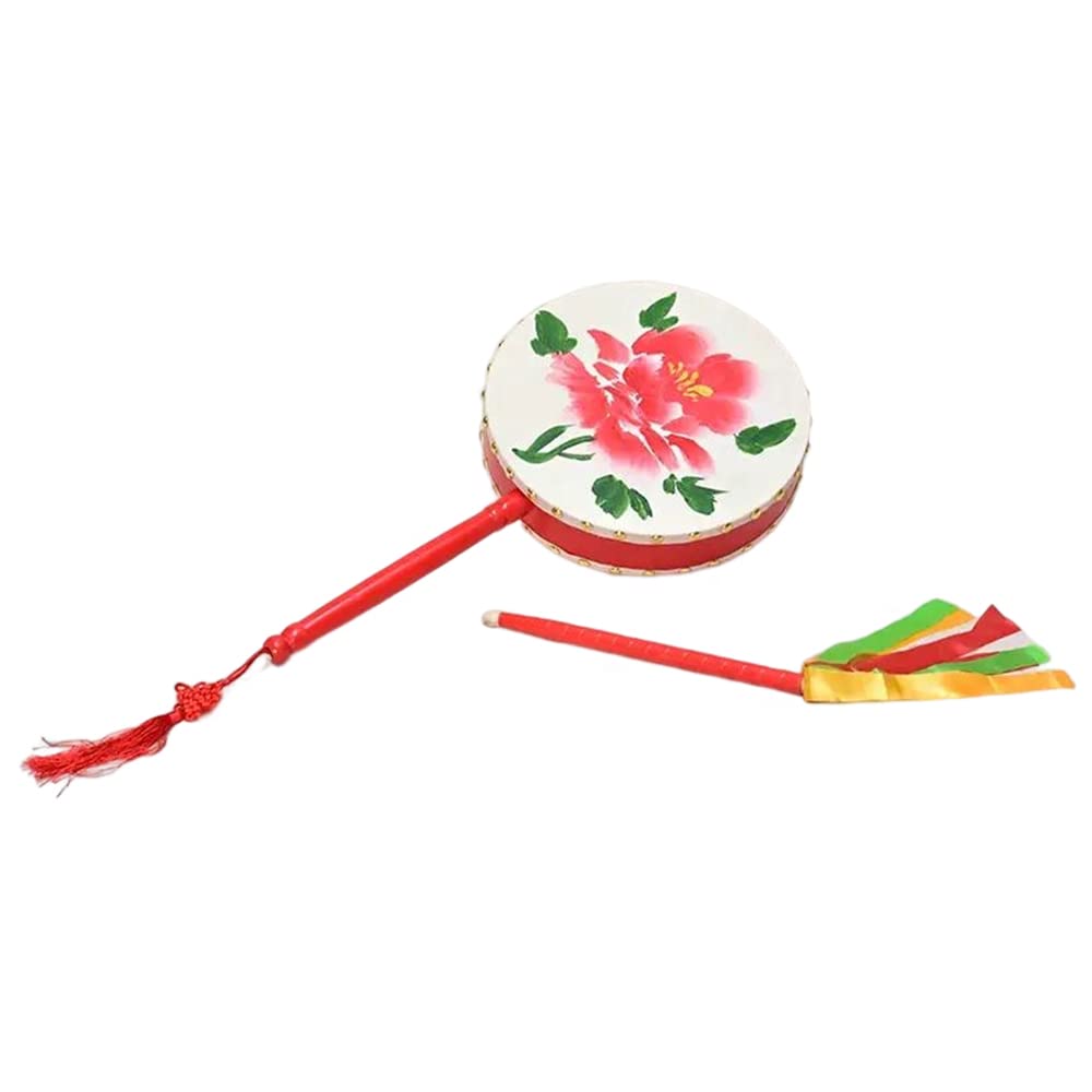 HCZKIUJY Tibetan Reba Drum/Handdrum/Ethnic Drum/Handle Drum/Tongxin Drum Professional Stage Performance Examination (A 23CM)