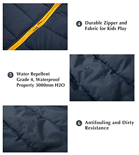 Zshow Boys' Hooded Puffer Jacket Fleece Lined Padded Winter Coat(Navy & Yellow,10-12) #TOP4