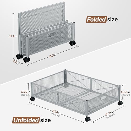PHINOX Under Bed Storage, Under the Bed Storage Containers with Wheels, Under Bed Shoe Storage Organizer Drawer for Bedroom Clothes Shoes Blankets -2Pack
