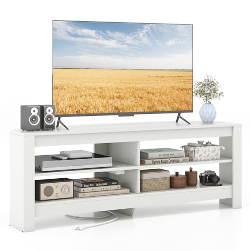 GIANTEX TV-Schrank Eckschrank mit Ladestation, Fernsehschrank Fernsehtisch...