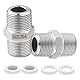 Transmore Doppelnippel 1/2 Zoll 2 stück Duschschlauch Adapter Edelstahl Duschschlauch verlängerung mit 2 pcs Filter Element 2 pcs Dichtungen