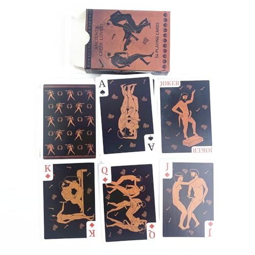 Erotische Szenen | Antike griechische Lovers | Sex Positionen | Kartenspiel für Erwachsene | Braun – Bild 6