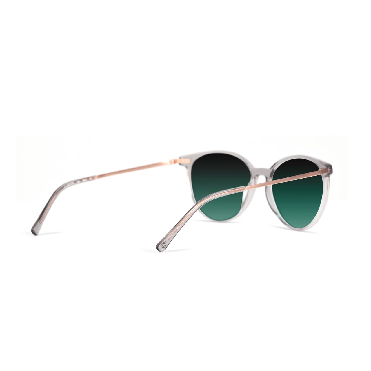 Caboto - Lou - Damen Sonnenbrille, Grau Transparent, Polarisierte NXT Kunststoff-Gläser, Rosé Gold Bügel