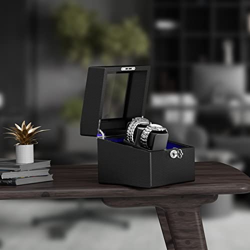 Alphawin Watch Winders 2 For Automatic Watches, Automatic Double Watch Winder With Quiet Motors, Anti-Magnetic Watch Winder Box For Men/Women's Mechanical Watches Carbon Fiber #TOP7