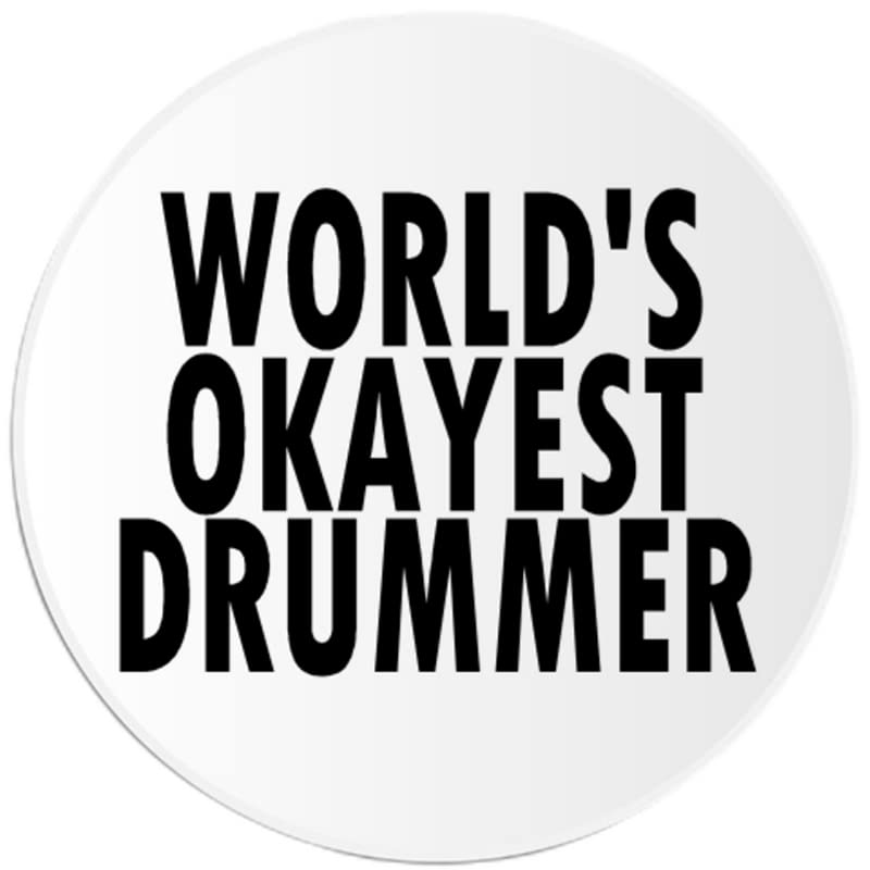 World's Okayest Drummer - 10 Pack Circle Stickers 3 Inch - Drums Musician