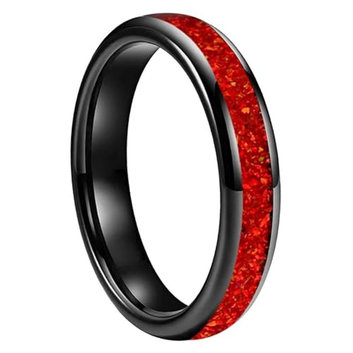 4MM Red Color Opal Ring Women Tungsten Engagement Wedding Band Jewelry Comfort Fit