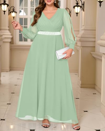 Image of Pinup Fashion Plus Formal Evening Bridesmaid Wedding Guest Fall Long Dress