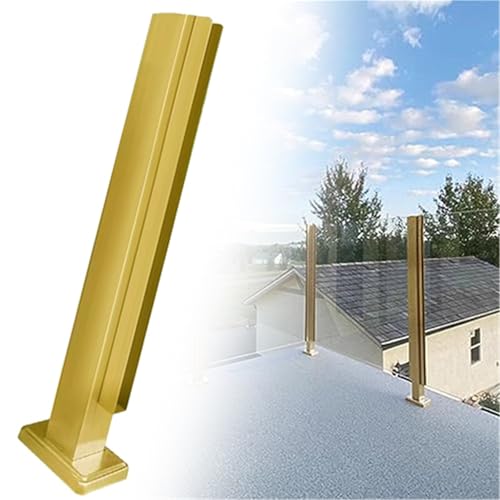 Outdoor Deck Fence Glass Railing Post, Patio Deck Balcony Vitreous Balustrade Column, Indoor Stair Railing Kits, Stainless Steel Baluster Posts(C-Edge,Height 36in/90cm)