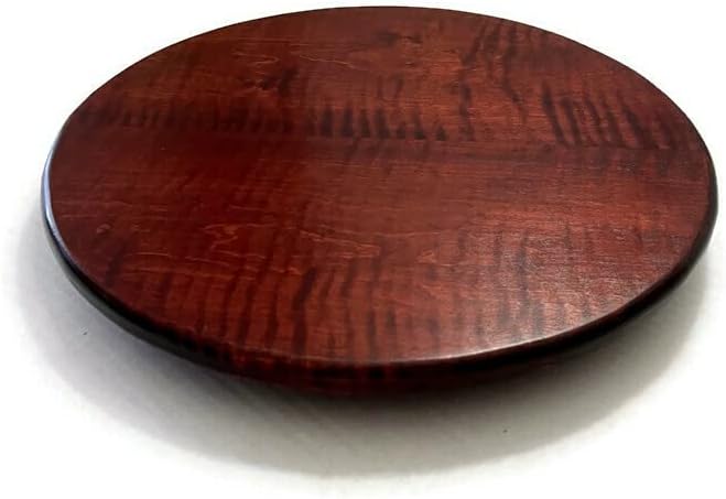Handmade Tiger Maple Wood Lazy Susan Turntable with Cherry Finish 14" or 16", Kitchen or Dining Room Table Centerpiece