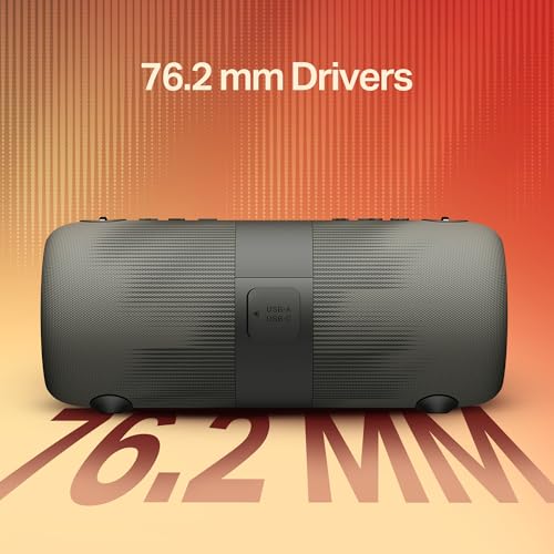 Image of Boat Stone 1200 Pro, 60W Boat Signature Sound, 76.2mm Drivers, TWS,7.5H Battery, Built-in Mic, Carry Strap,IPX6, Bluetooth Speaker, Wireless Speaker, Portable Speaker (Ice Grey)