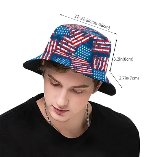 Image of Bucket Hat Painted American Flag Fisherman Hat for Women Men, Fashion USA Flag Patriotic Hat Summer Outdoor Beach Hat Packable Sun Cap