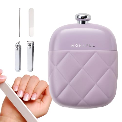 Kit de corte de uñas | 4 en 1 modelador de acero inoxidable | cortaúñas para hombres con funda | para mujeres, hombres, papá, ancianos, lugar de trabajo, viajes, salón de belleza, manicura