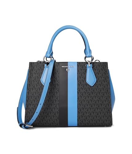 Michael Kors Marilyn Medium Satchel, Silver-Tone Hardware/Black/South Pacific