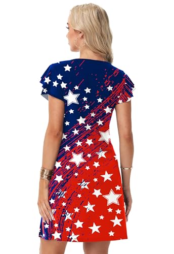 Image of AOBUTE Womens 4th of July Dress American Flag Party Dresses USA Parade Mini Dress