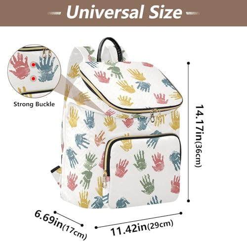 KLL Handprint Colorful Hands Backpack for Women Stylish Multipurpose Travel Shoulder Bag for Daily Travel Work3