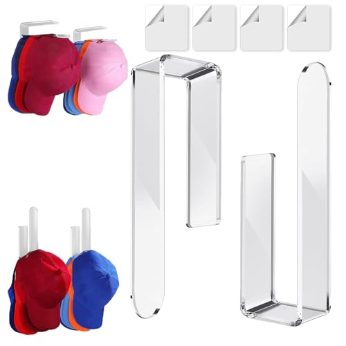 CEUQIESO Pacote com 2 organizadores de chapéus para parede, organizador de chapéus de acrílico multi