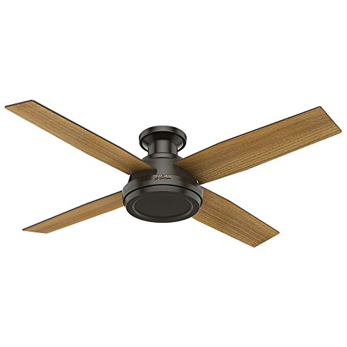 Hunter Fan Company 59249 Dempsey 52 inch Ceiling Fan with Light and Remote, Low Profile Indoor, Noble Bronze Finish