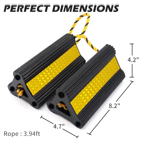 Image of Vacallity Wheel Chocks for Travel Trailers [4 Pair 8 Pack], Sturdiness Heavy Duty Solid Rubber Camper Trailer RV Wheel Chock Blocks, for Aircraft&Truck&Car tire Stopper, Wheel Immobilizers & Chocks