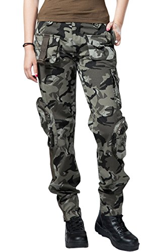 chouyatou Women's Casual Camouflage Multi Pockets Cargo Pants (XX-Large, Camo)