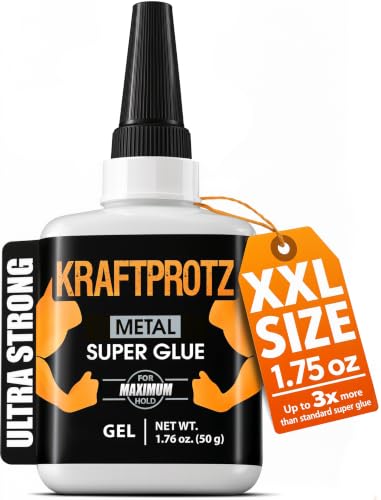Metal Super Glue Gel for Aluminum, Steel, Iron & Chrome – 1.75 oz XXL – No-Drip, Ultra Strong, Waterproof – Heat Resistant Adhesive for Repairs, Cracks, Fixtures & DIY Projects (Gel 1.75oz/50g)