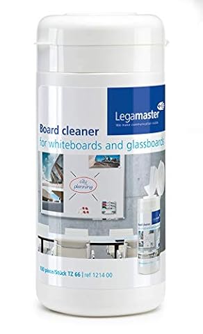 Legamaster 7-121400 chusteczki do czyszczenia tablicy suchościeralnej TZ 66, higieniczna"chusteczka do ściereczki", wyjmowanie, 100 chusteczek w pudełku dozującym