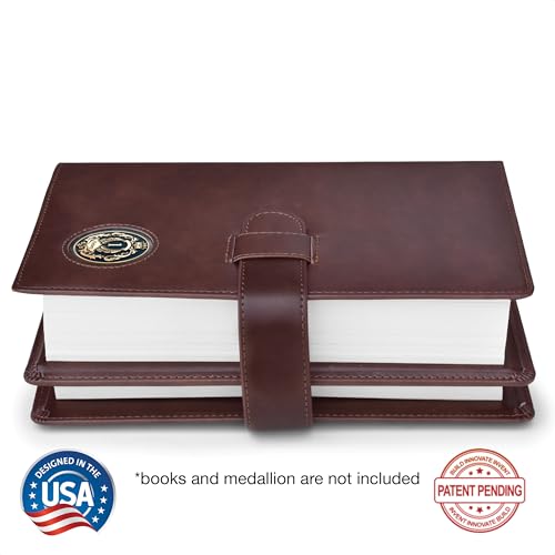 GALILEO Double AA Big Book & 12 Steps Traditions Covers | Medallion Holder | | Alcoholics Anonymous (Plain/Coin Pocket/Brown) Faux Leather Book Cover with Strap - Thumbnail 3