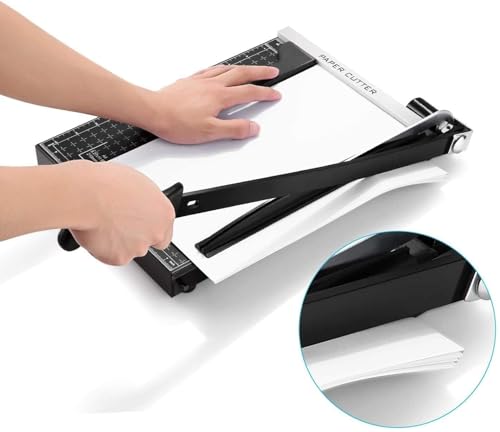 12 Inch Heavy Duty Paper Cutter,Metal Base Guillotine Paper Cutter for A4 Craft and Photo,Dual Paper Guide Bars Trimmer Slicer,12-Sheet Capacity Professional Paper Cutter Slider fo image 3