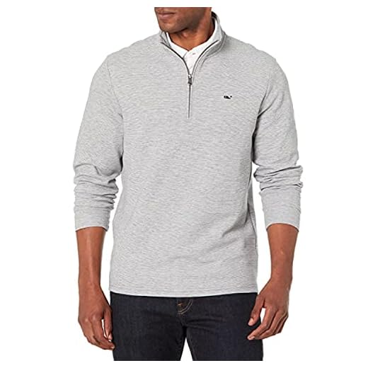 vineyard vines mens Saltwater 1/4-zip Pullover, Grey Heather, Medium US