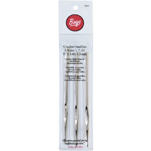 Boye Steel Crochet Hook Set, Sizes 1,7,10
