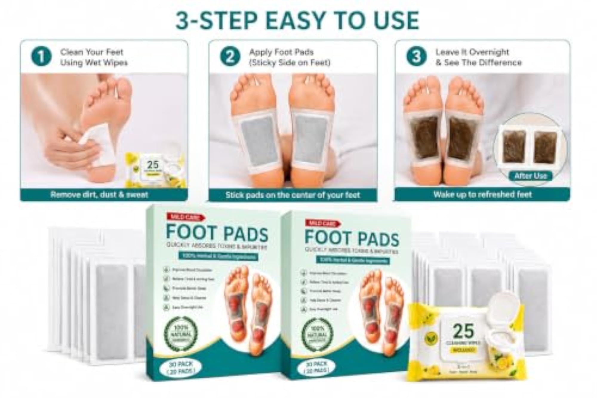 Detox Foot Pads with Wet Wipes for Easy Cleaning