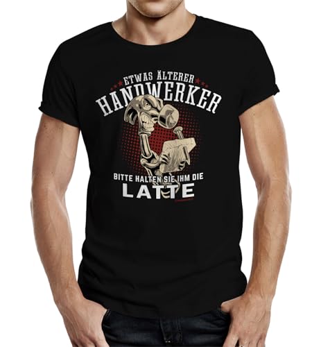 FAOPV Mens T-Shirt - Older Craftsman with Latte - Gifts for Men Fun Shirts- M