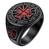 FaithHeart Vintage Men's Stainless Steel Ring Knight Rings Templar Ring Biker Crusader Cross Masonic