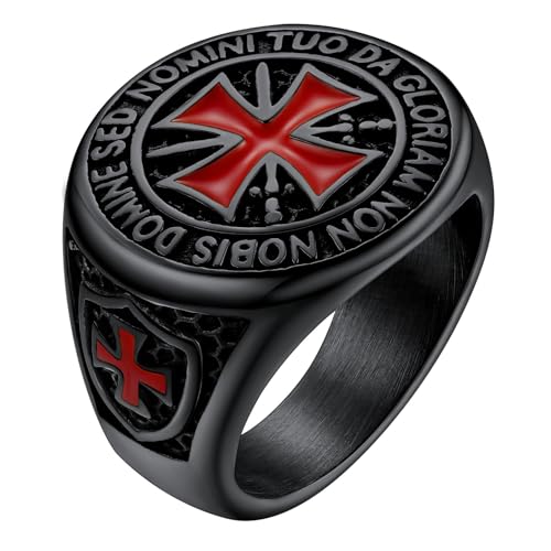 FaithHeart Vintage Freemason Knights Templar Rings Cool Signet Rings for Male Size 11