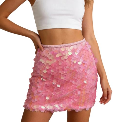 Falda de lentejuelas para fiestas brillantes y eventos midi