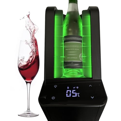 moupeaktain Electric Wine Chiller, Single Bottle Cooler for 750ml Wine or Some Champagne, 10cm Stainless Steel Iceless Cooler, 0℃-20℃ Iceless Bottle Wine Cooler, Kitchen, Bar and RV