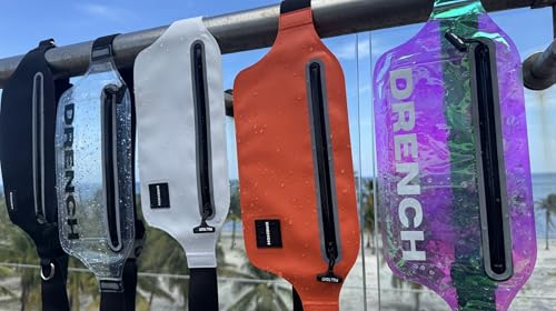 Image of Drench 100% Waterproof Waist Pouch with Floating Phone Case | Submersible Dry Bag Fanny Pack | Waterproof Belt Bag for Swimming, Boating, SUP, Snorkeling | IPX8 Waist Pack + Phone Holder, White