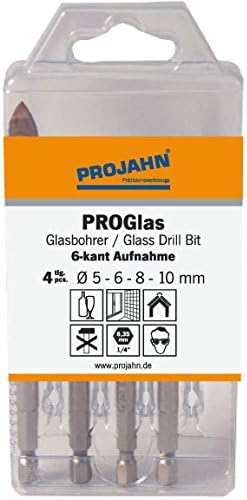 59201 Set PROGlass drill bit hexagonal shank 4pcs 5, 6, 8, 10 mm