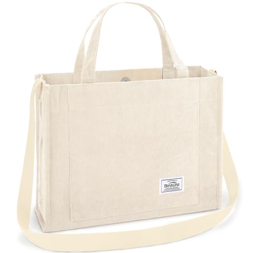 Image of Corduroy Tote Bag for Women Small Satchel Bag Mini Tote Bag Aesthetic Crossbody Handbag - School Work Travel Shopping