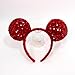 Batsysm 3D Mouse Ears Headband, Red Groom Ears Hairband with Full Sequins, Glittering Photography Headband Fashion Headwear for Women Girls (red ear HD)