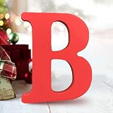 AOCEAN 6 Inch Red Wood Letters Unfinished Wood Letters for Wall Decor Decorative Standing Letters Slices Sign Board Decoration for Craft Home Party Projects (B)