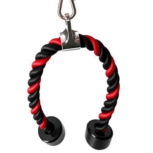 qibylift Corde à Triceps de Luxe à Tirer vers Le Bas – Longueur de la Corde : 68,9 cm, Facile à Prendre en Main et antidérapant (Mix-Rouge) – vue 8