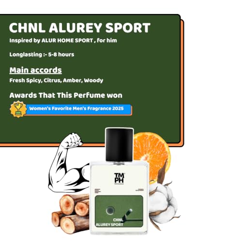 Image of TMPerfumehouse Chnl Alurey Sport EDP for Men | Amber, Woody & Long Lasting Perfume Spray | Aromatic, Woody, Fresh Spicy Fragrance | Luxury Gift for Him | TMPH | 50ml